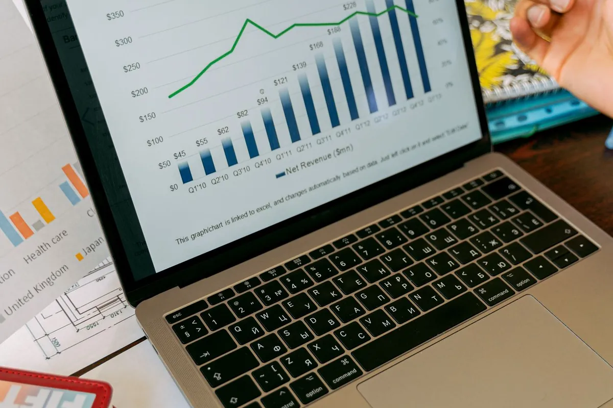 Notebook exibindo gráficos de desempenho de campanhas