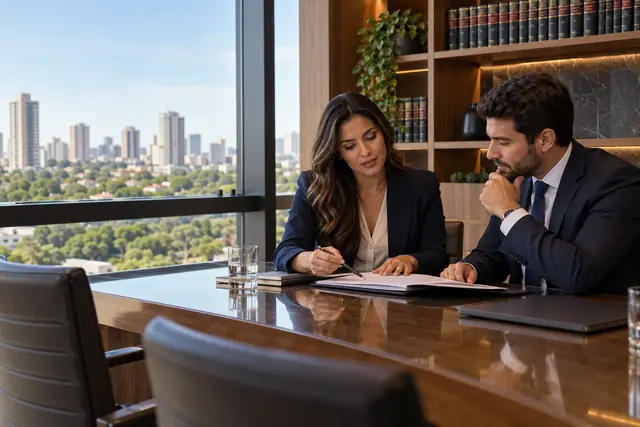 Advogados reunidos em um escritório