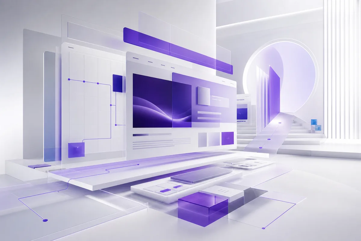 Arquitetura digital formada por páginas modulares, grades e caminhos de navegação